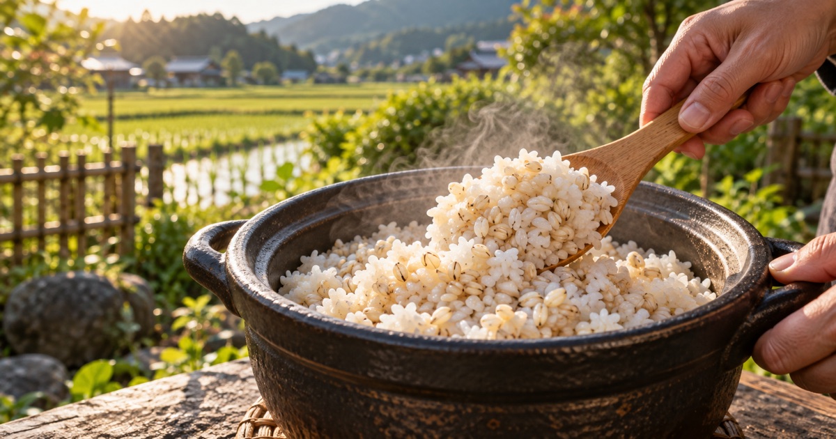 もち麦の炊き方と水加減｜白米に混ぜる黄金比と茹で方のイメージ写真